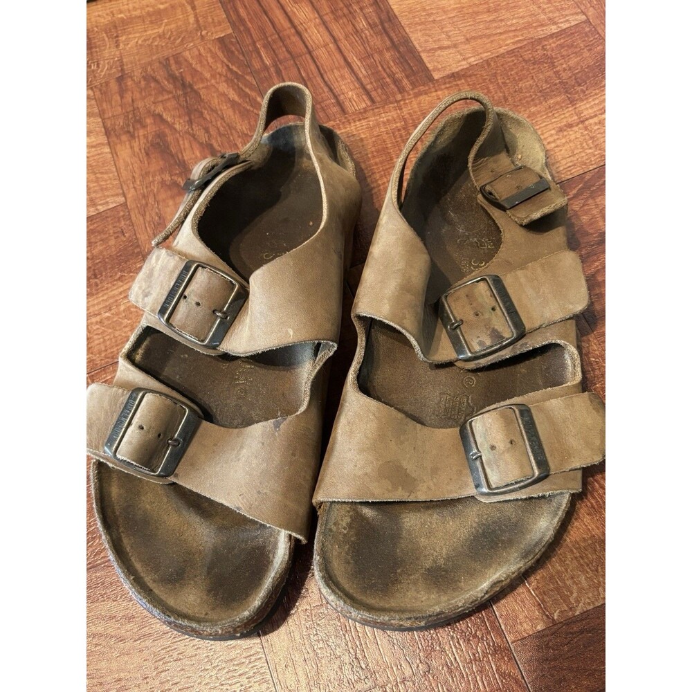 BIRKENSTOCK MILANO Brown Tan  Suede Leather  Sandals Size 39  W 8 / M 6